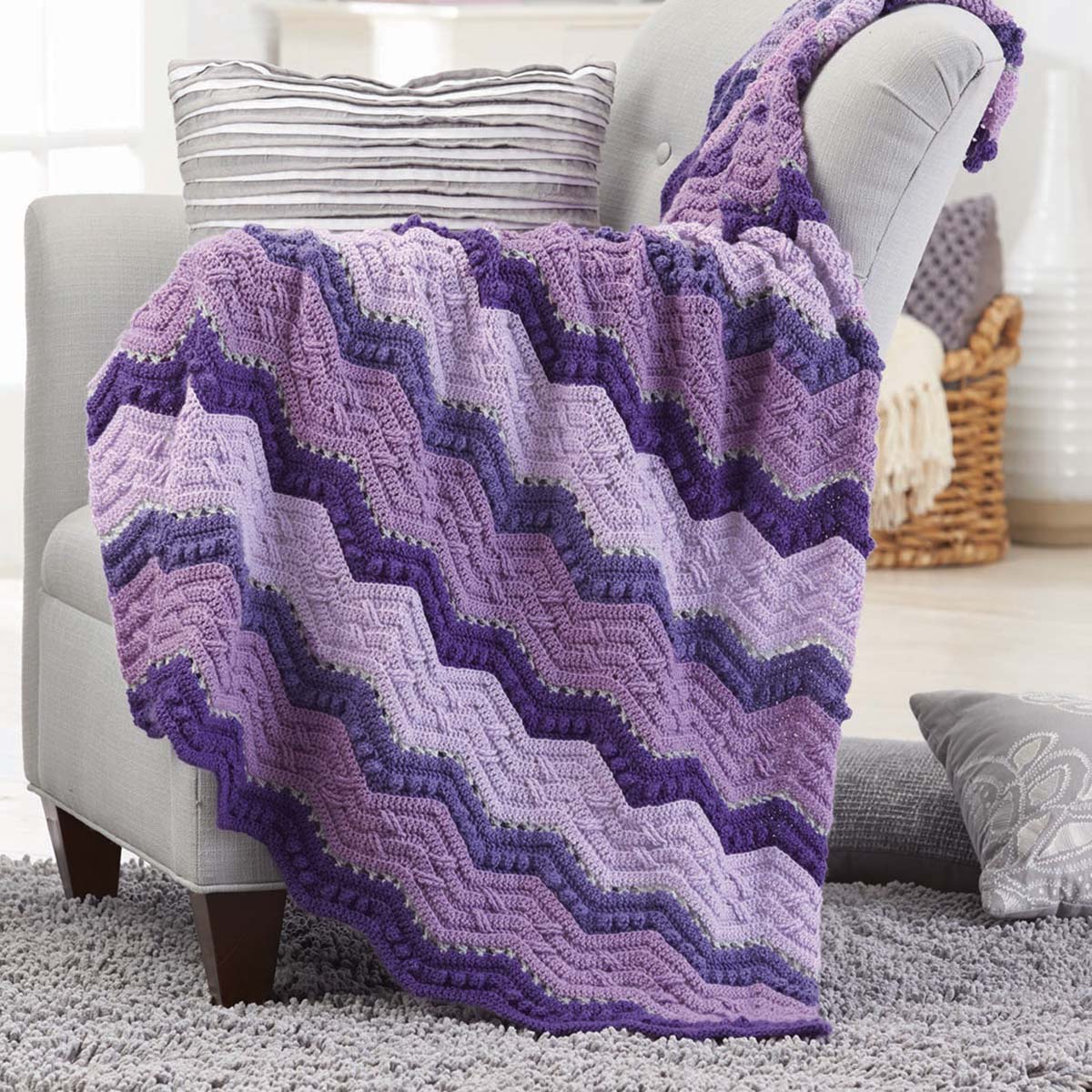 Herrschners Lavender & Lilac Crochet Afghan Kit Michaels