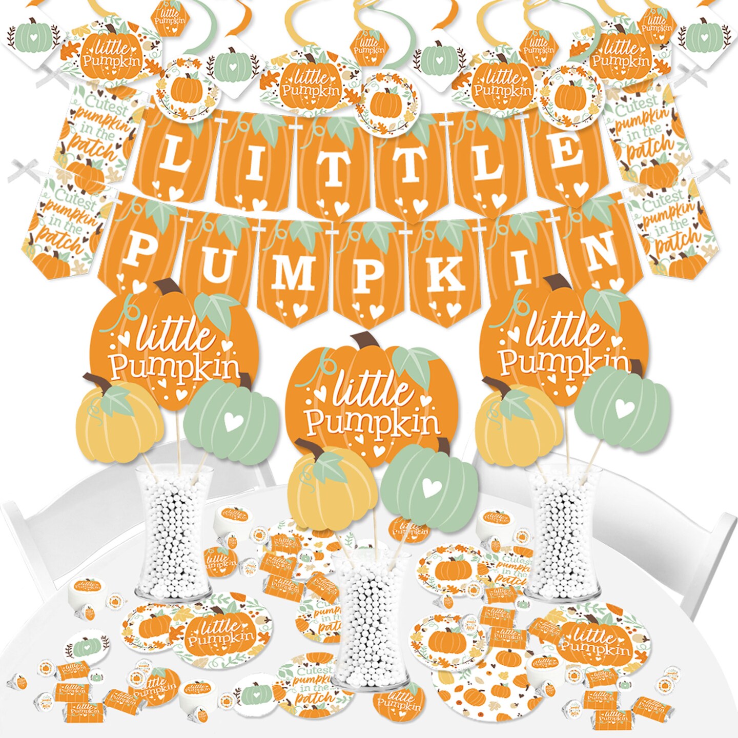 Little Pumpkin Bunting Banner - Fall Baby Shower Or Birthday Party Decor, 'Little Pumpkin' Letters - View #3