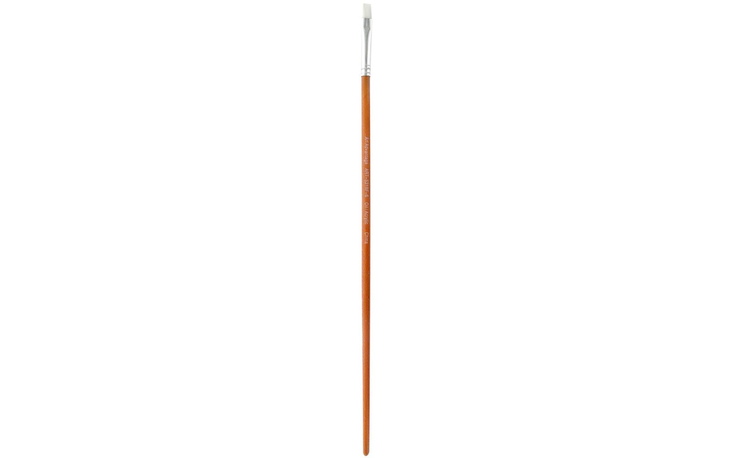 Art Advantage White Nylon Bristle Long Handle Flat #6 Paint Brush with Wood Handle - paint brushes for Acrylic Paint , Oil or Watercolor Paint - Face Paint application, Nail Art