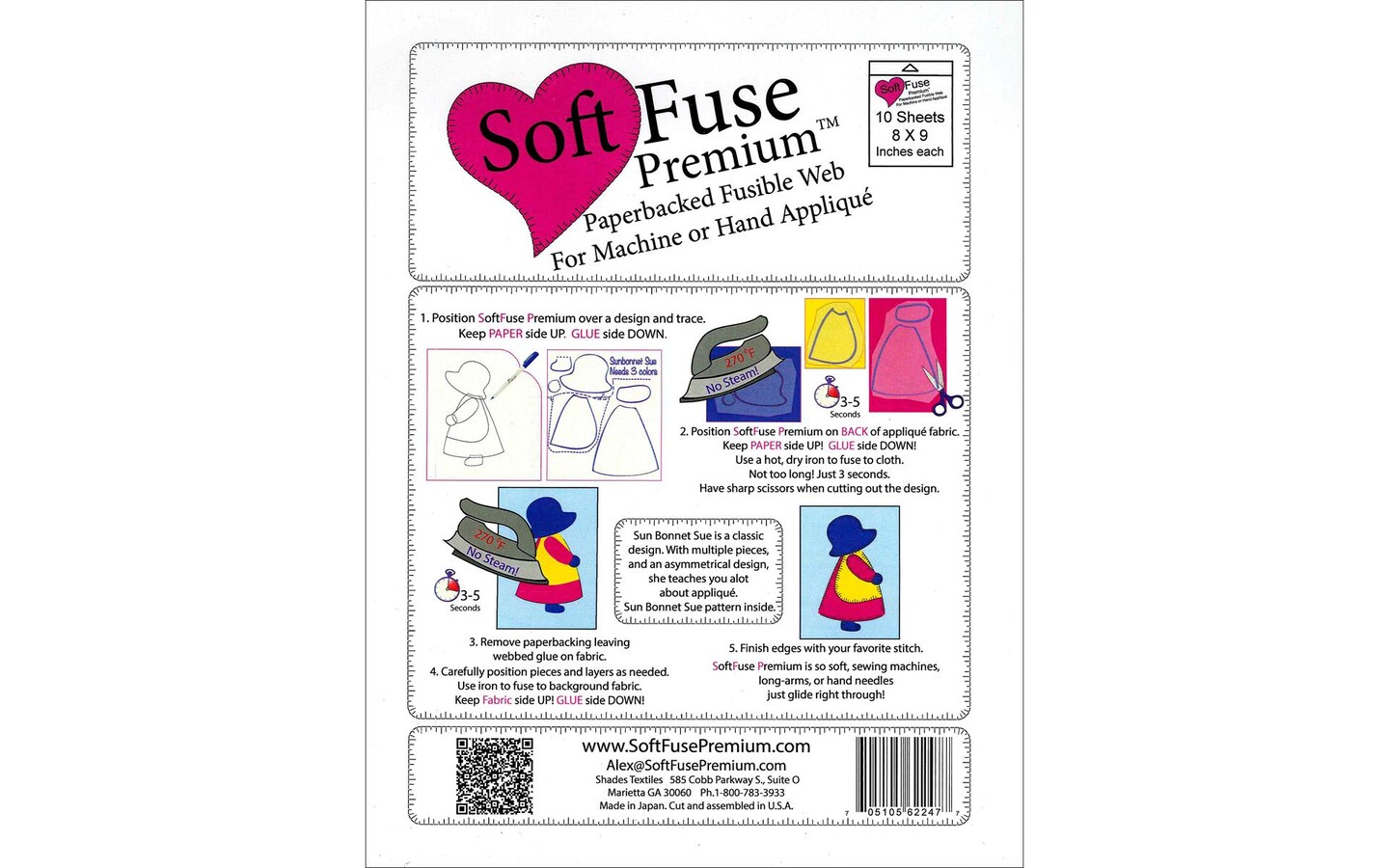 Shades Textiles Soft Fuse Premium 8x9&#x22; Pkg 10pc