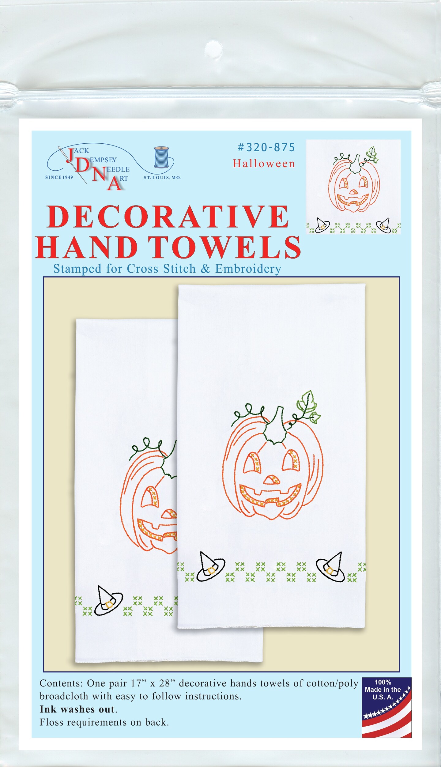 Jack Dempsey Stamped Decorative Hand Towel Pair 17&#x22;X28&#x22;-Halloween