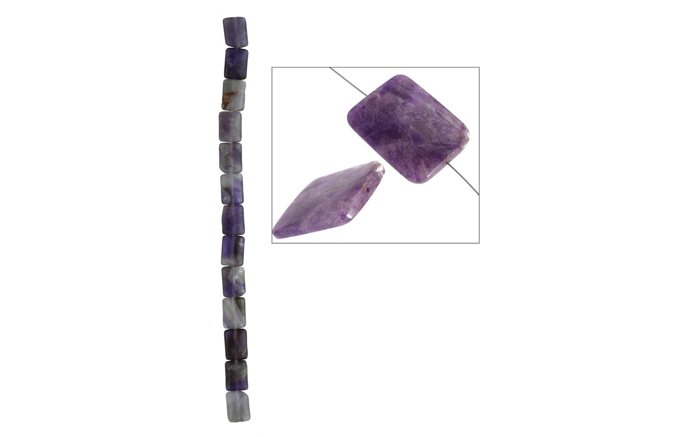 John Bead SP 8&#x22; Dogteeth Amethyst 10x14mm Rect