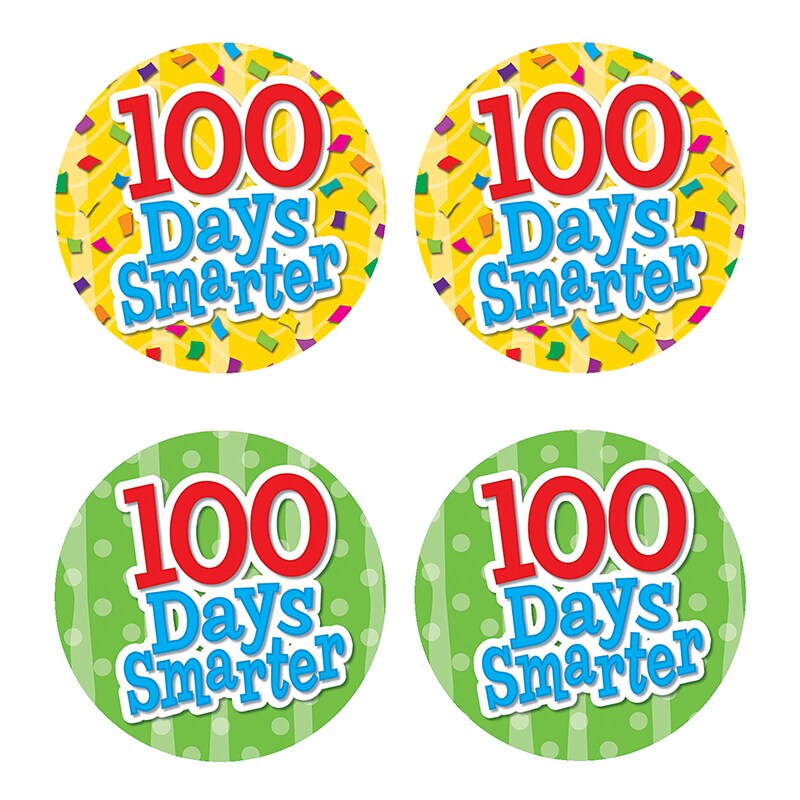 100 Days Smarter Wear &#x27;Em Badges, Self-Adhesive, Pack of 32
