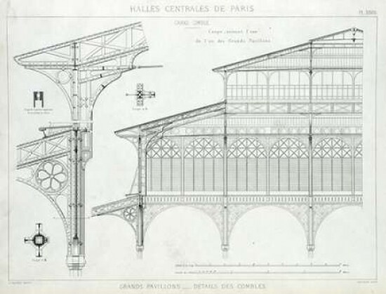 Les Halles, Paris, Grand Pavilion Details Poster Print by  Victor Baltard - Item # VARPDXVBH02