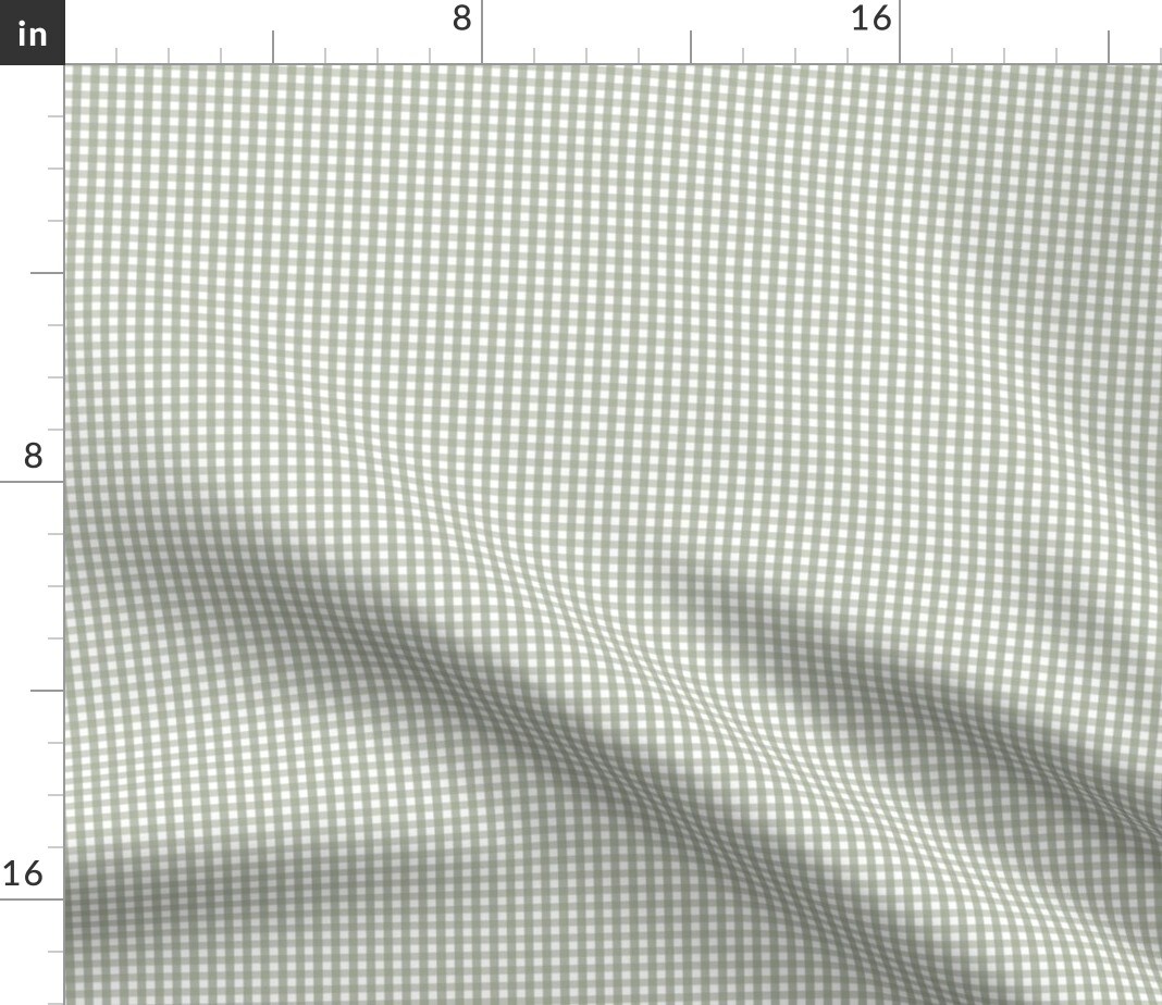 Tiny Gingham Sage Green Check Picnic Checkered Custom Printed Fabric by Spoonflower Various Fabrics by the Yard or Fat Quarter