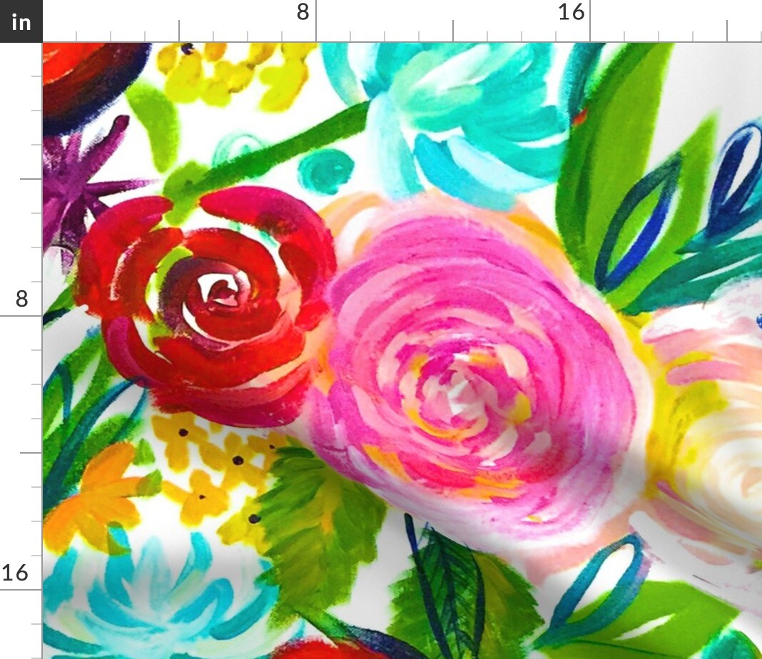 Neon Summer Floral Extra Large Print Colorful Painting Painted Spring Custom Printed Fabric by Spoonflower Various Fabrics by the Yard or Fat Quarter