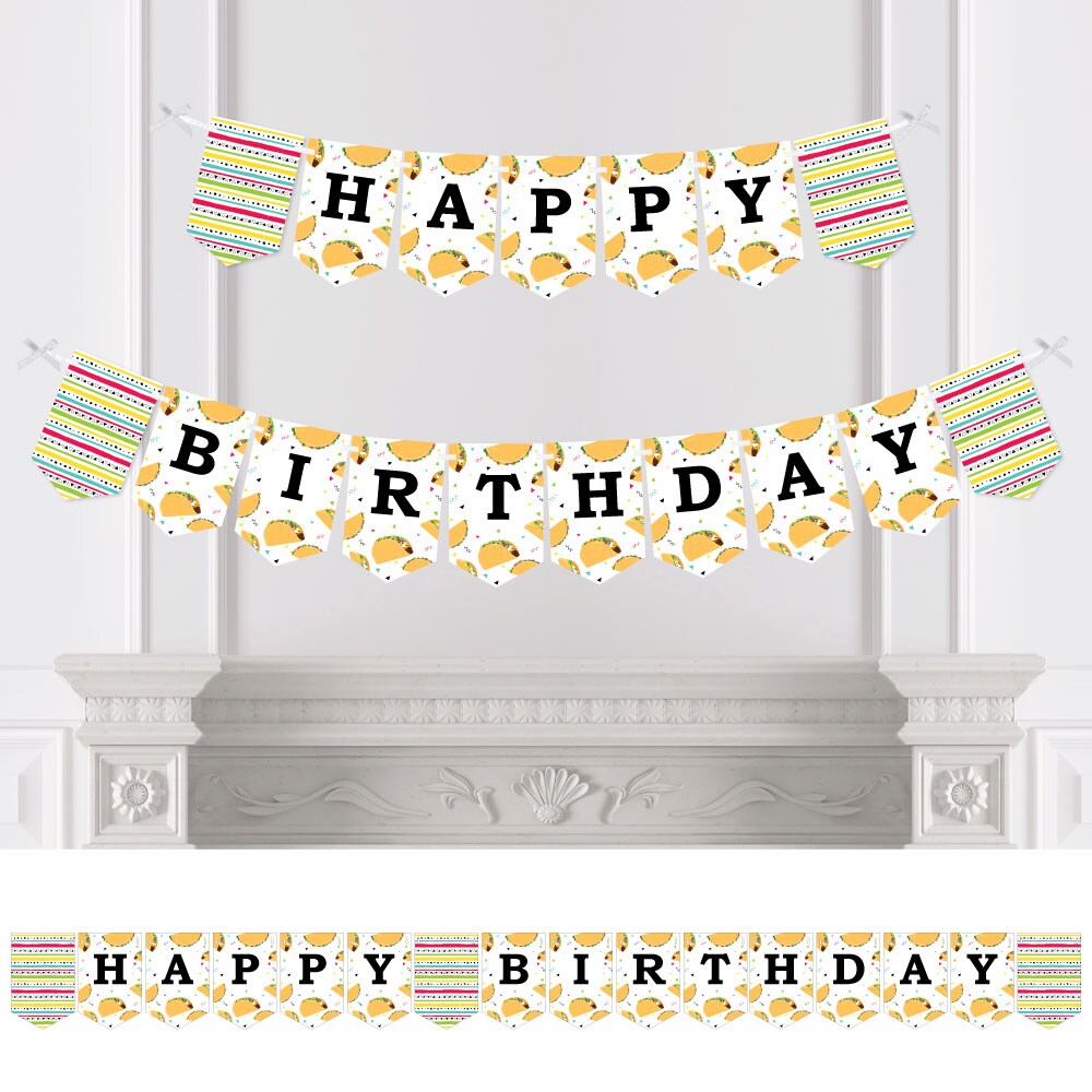 Big Dot of Happiness Taco &#x27;Bout Fun - Fiesta Birthday Party Bunting Banner - Birthday Party Decorations - Happy Birthday