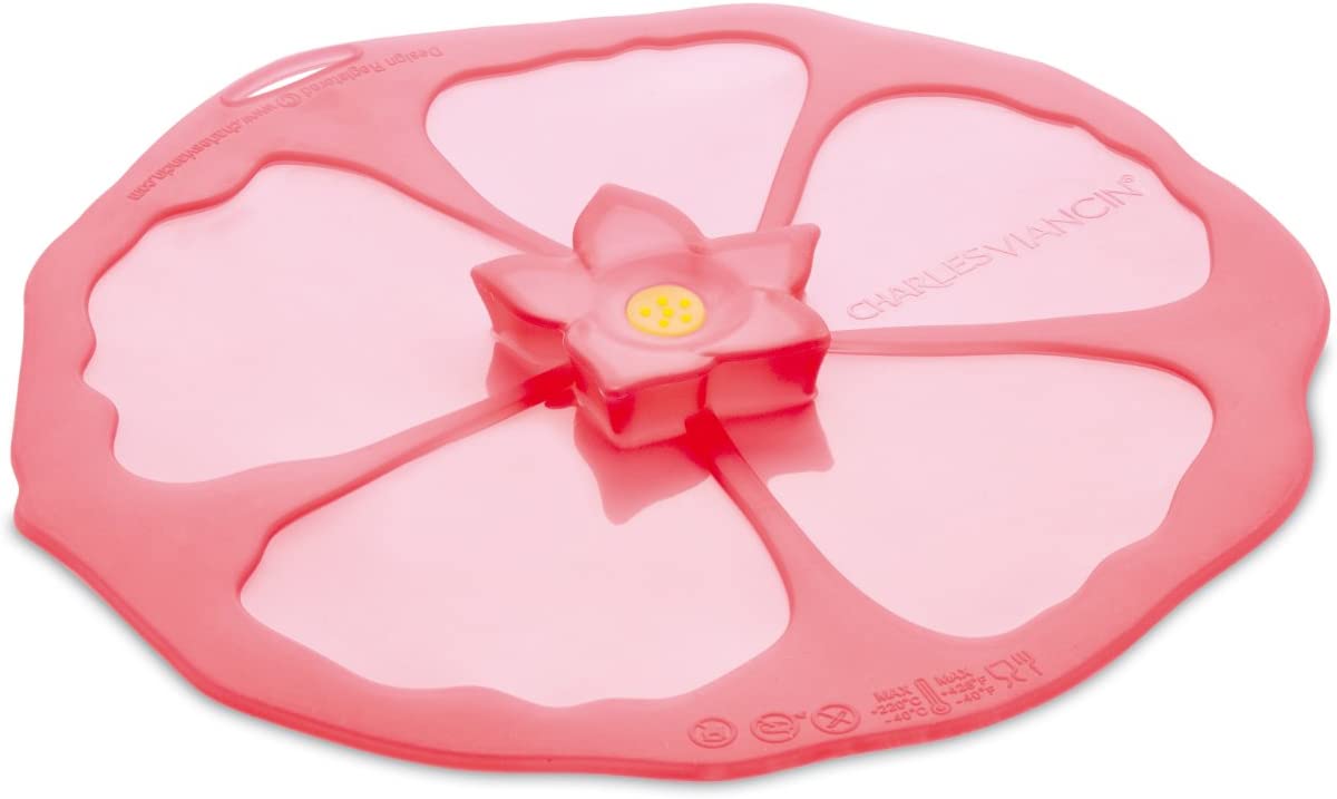 Charles Viancin Small Hibiscus Flower Reusable Silicone Container Lid 6&#x22; Pink