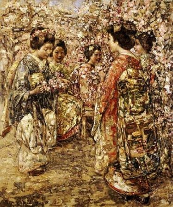Five Japanese Girls Among Blossoming Trees Poster Print by Edward Atkinson Hornel - Item # VARPDX266583