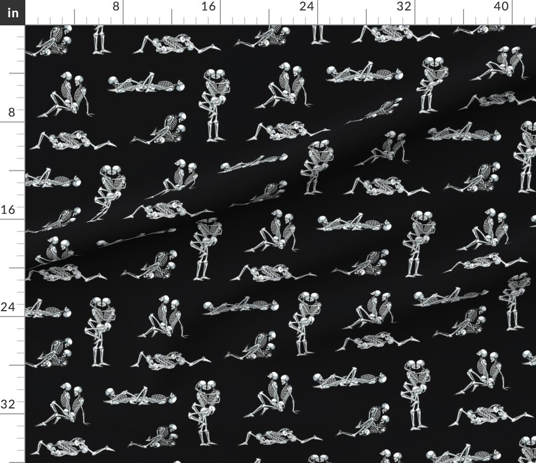 Various Fabrics by the Yard or Fat Quarter Skeleton Halloween Bone Love Black Skull Custom Printed Fabric by Spoonflower