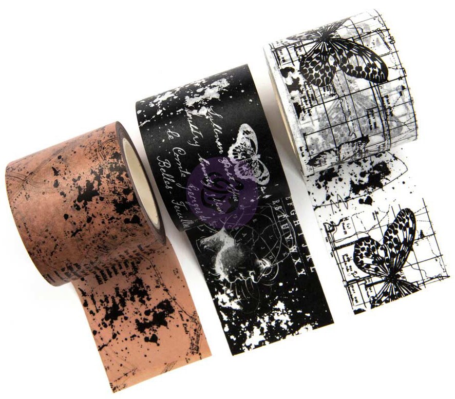 Prima Marketing Traveler's Journal Decorative Tape 3/Pkg-Butterfly Notes, 35mm/10yds Each