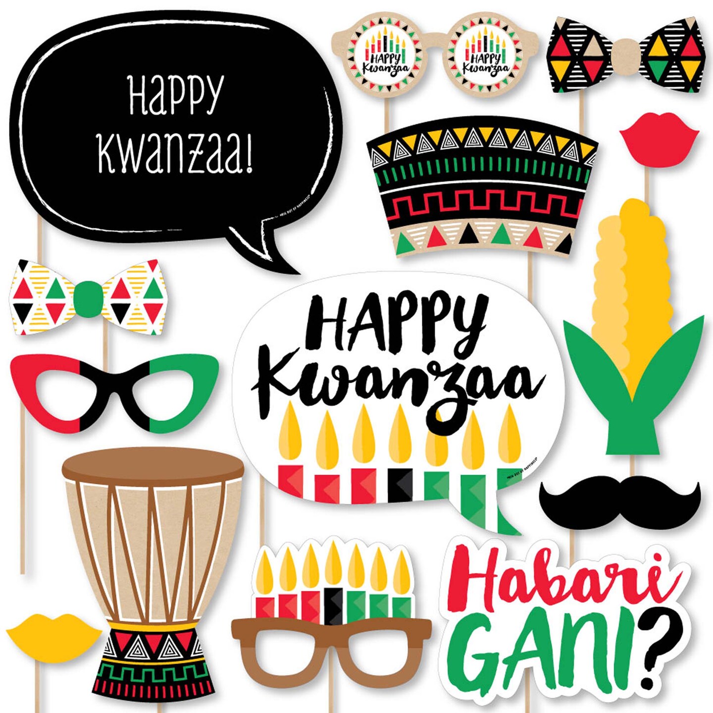 Big Dot of Happiness Happy Kwanzaa - Party Photo Booth Props Kit - 20 Count