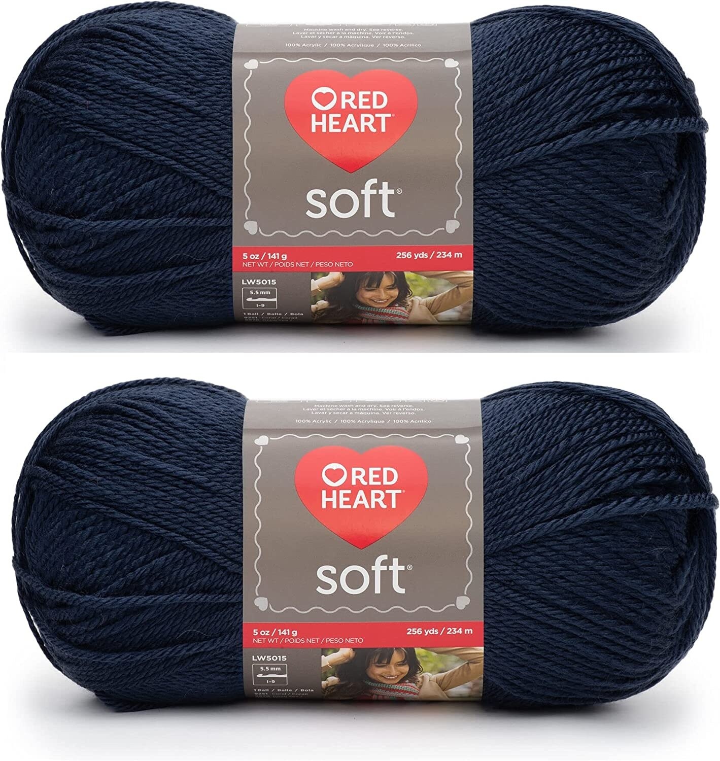 (Pack of 2) Red Heart Soft Yarn-Navy