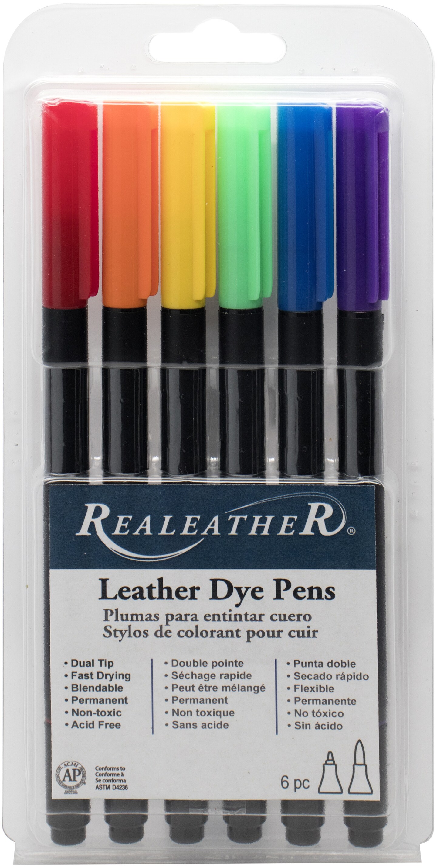 Realeather(R) Crafts Leather Markers 6/Pkg-Basic