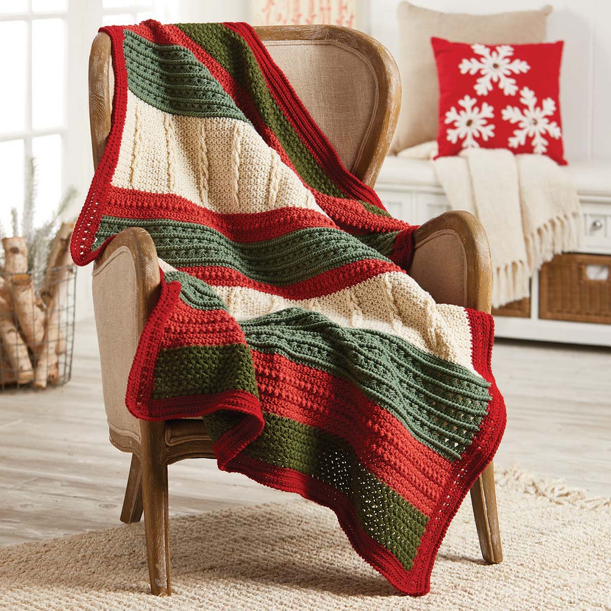 Herrschners Amaryliss Holiday Crochet Afghan Kit Michaels