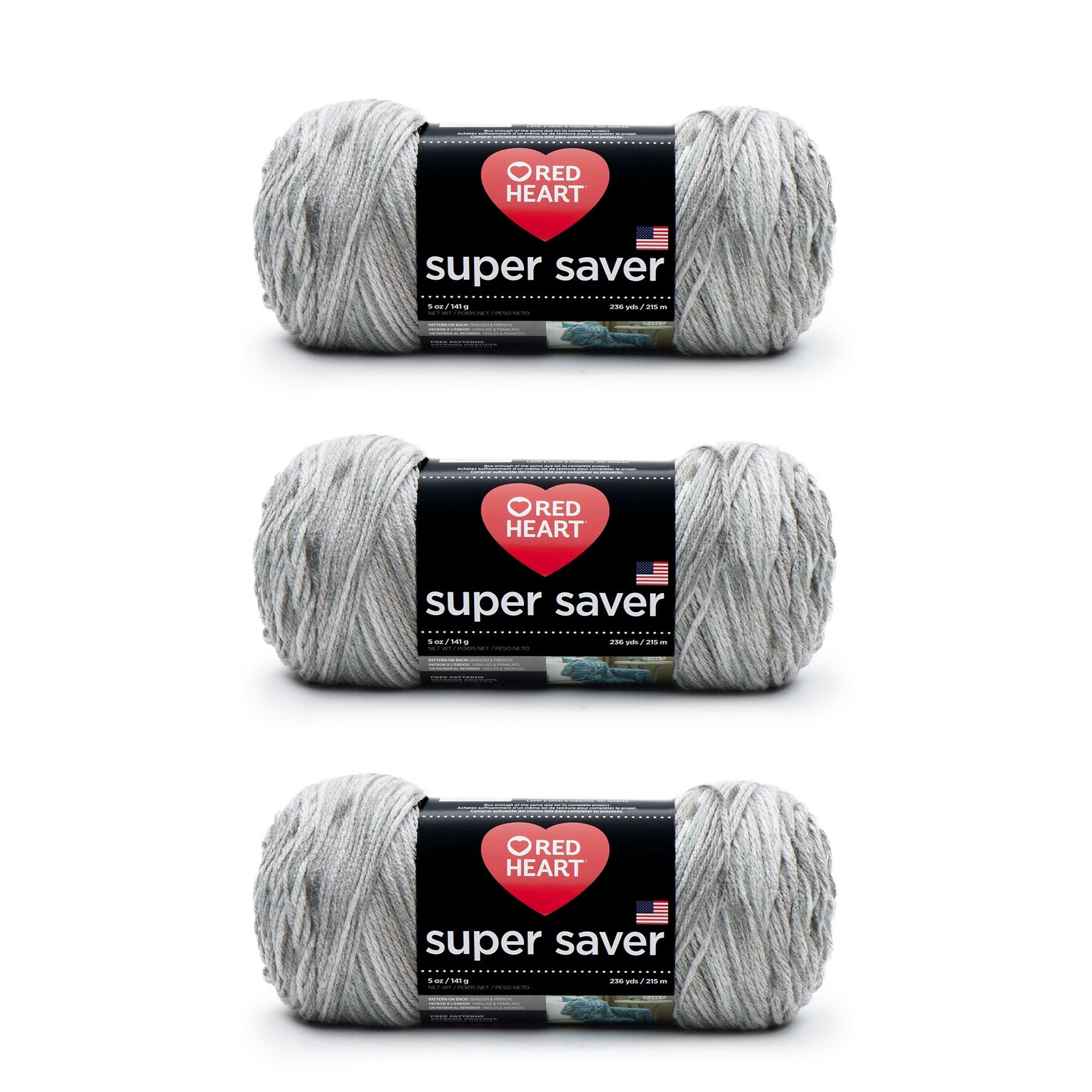 Red Heart Super Saver Soapstone Yarn - 3 Pack of 141g/5oz - Acrylic - 4 Medium (Worsted) - 364 Yards - Knitting/Crochet