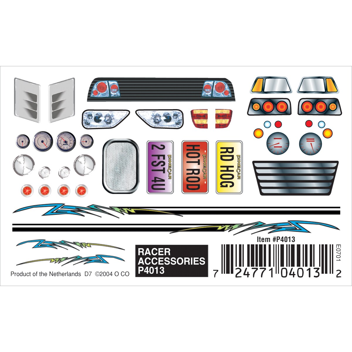 Pine Car Derby Dry Transfer Decal 3&#x22;X2.5&#x22; Sheet-Racer Accessories
