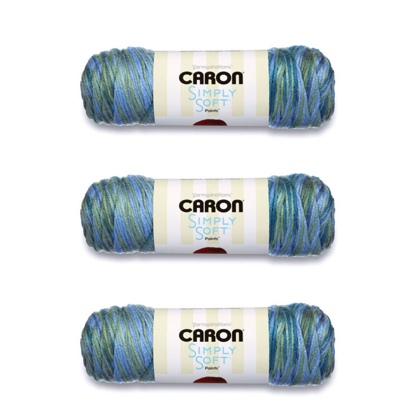 Caron Simply Soft Spring Brook Paints Yarn - 3 Pack of 141g/5oz - Acrylic - 4 Medium (Worsted) - 235 Yards - Knitting/Crochet