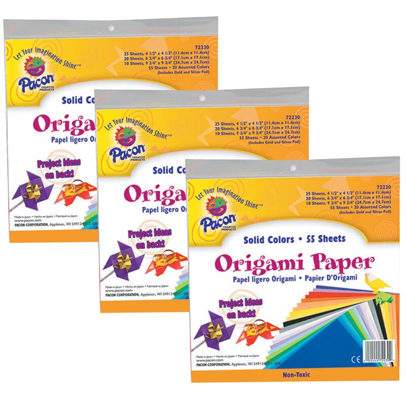 Origami Paper, Assorted Colors, Up To 93/4" X 93/4", 55 Sheets Per