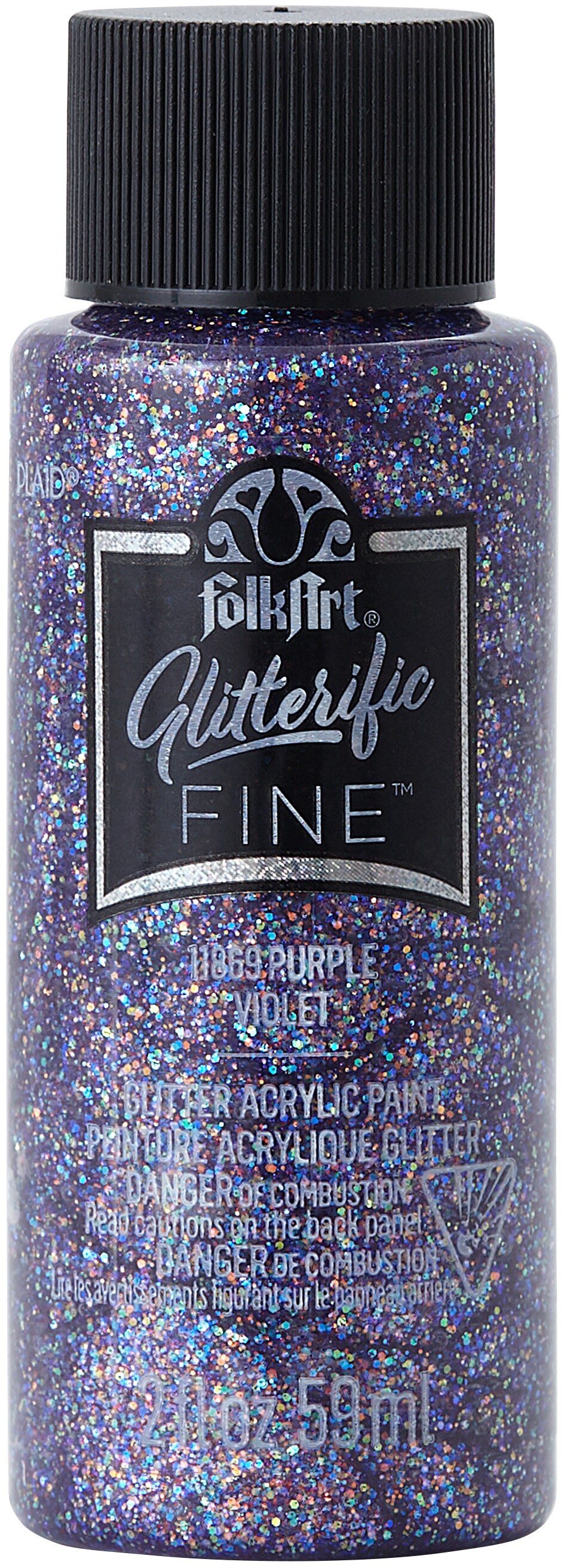Folkart Glitterific Fine Glitter Paint 2Oz-Purple