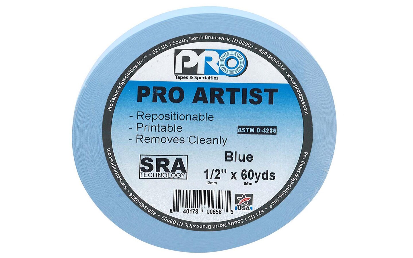 Pro Tape Artist Tape 1/2&#x22;x60yd Blue
