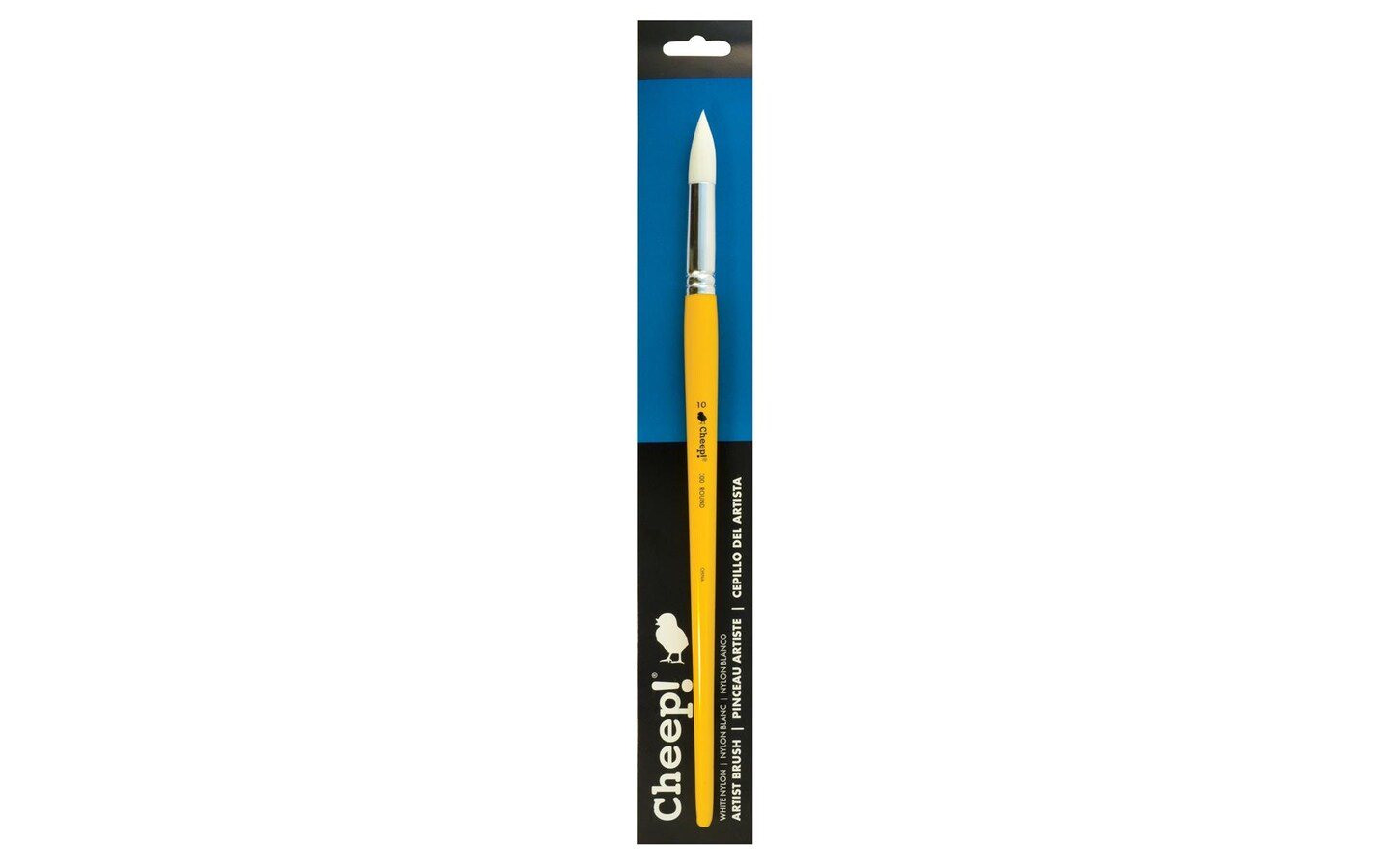 Cheep! White Nylon LH Round #10 Paint Brush with Wood Handle - paint brushes for Acrylic Paint , Oil or Watercolor Paint - Face Paint application, Nail Art