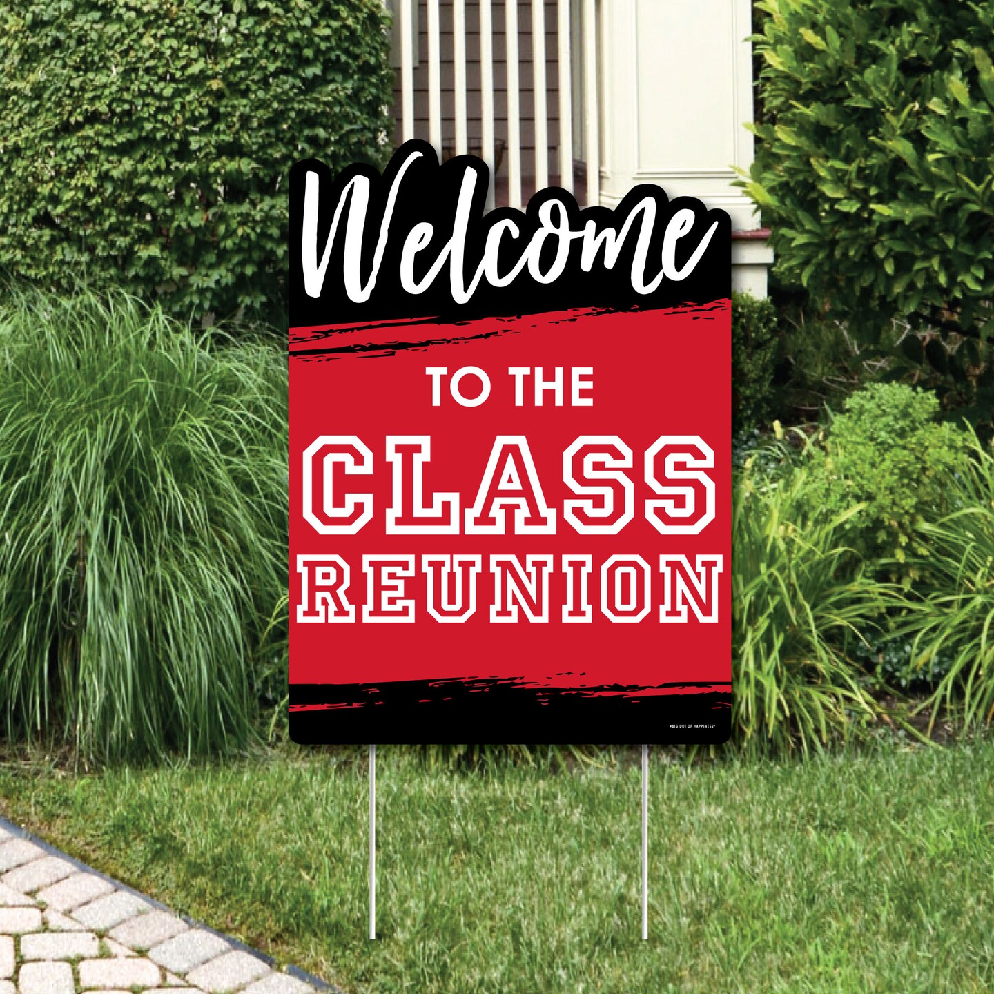 Big Dot of Happiness Reunited Red - Party Decorations - School Class Reunion Party Welcome Yard Sign