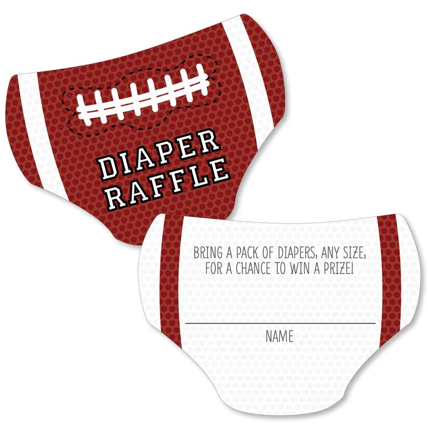 Big Dot of Happiness End Zone - Football - Diaper Shaped Raffle Ticket Inserts - Baby Shower Activities - Diaper Raffle Game - Set of 24