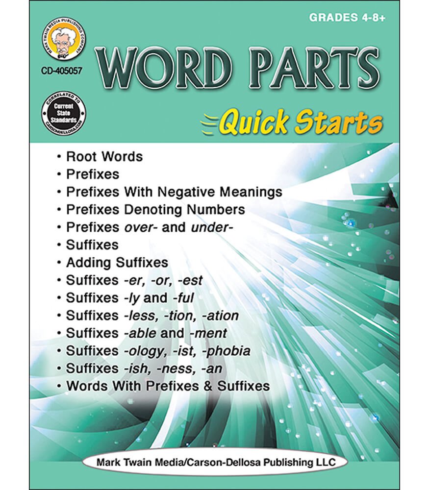 Word Parts Grades 4-12 Language Arts Workbook, Root Words, Different Types of Prefixes and Suffixes, Vocabulary Practice, Classroom or Homeschool Curriculum (64 pgs)