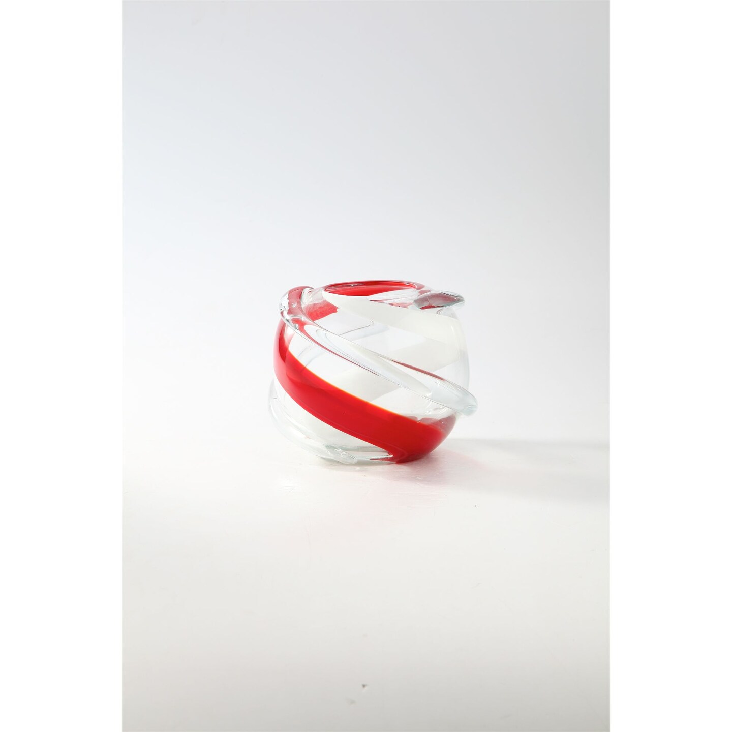 CC Home Furnishings 6.5&#x201D; Clear and Red Spiral Designed Glass Tabletop Vase