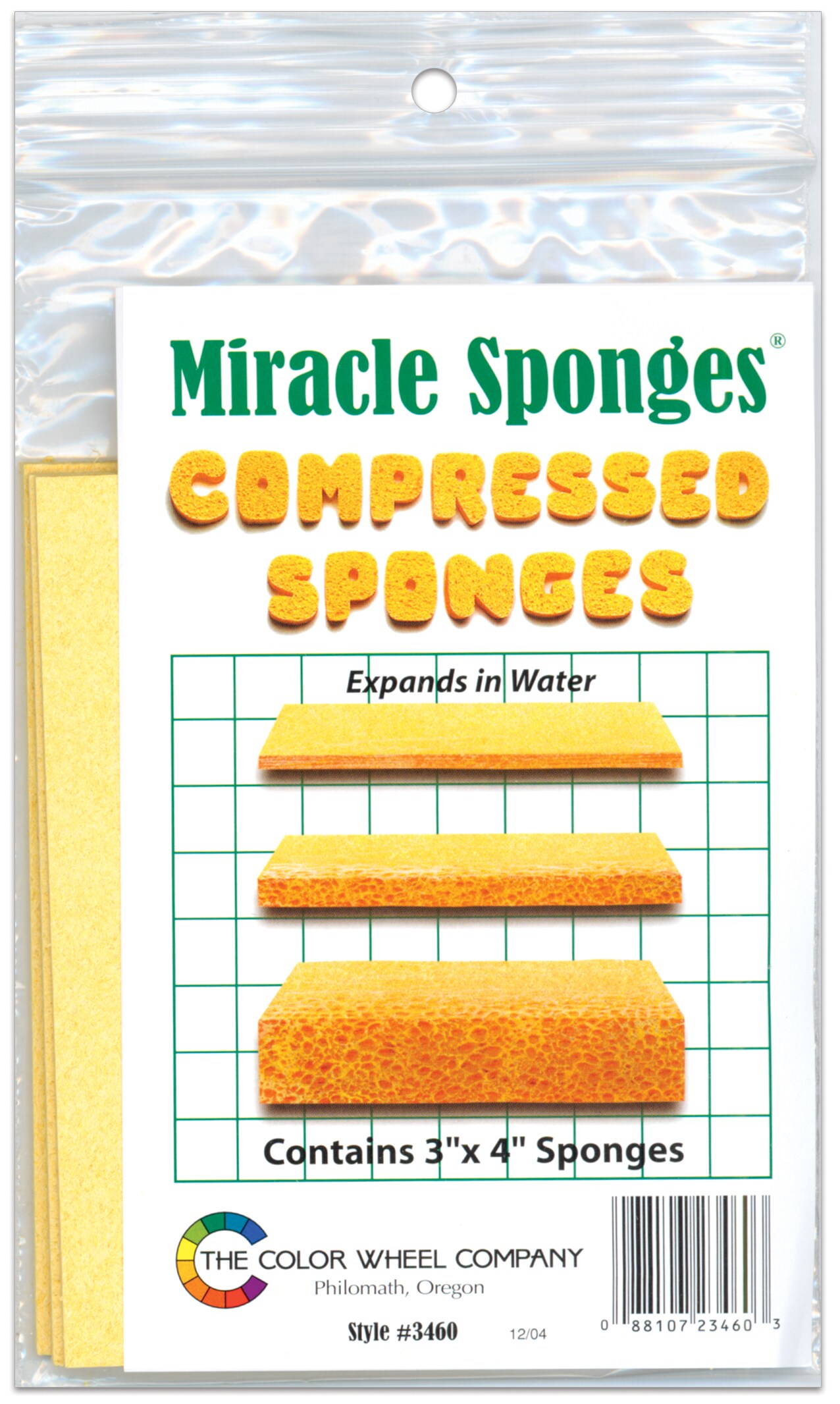 Color Wheel Miracle Sponges Compressed Sponges 4/Pkg-3&#x22;X4&#x22;