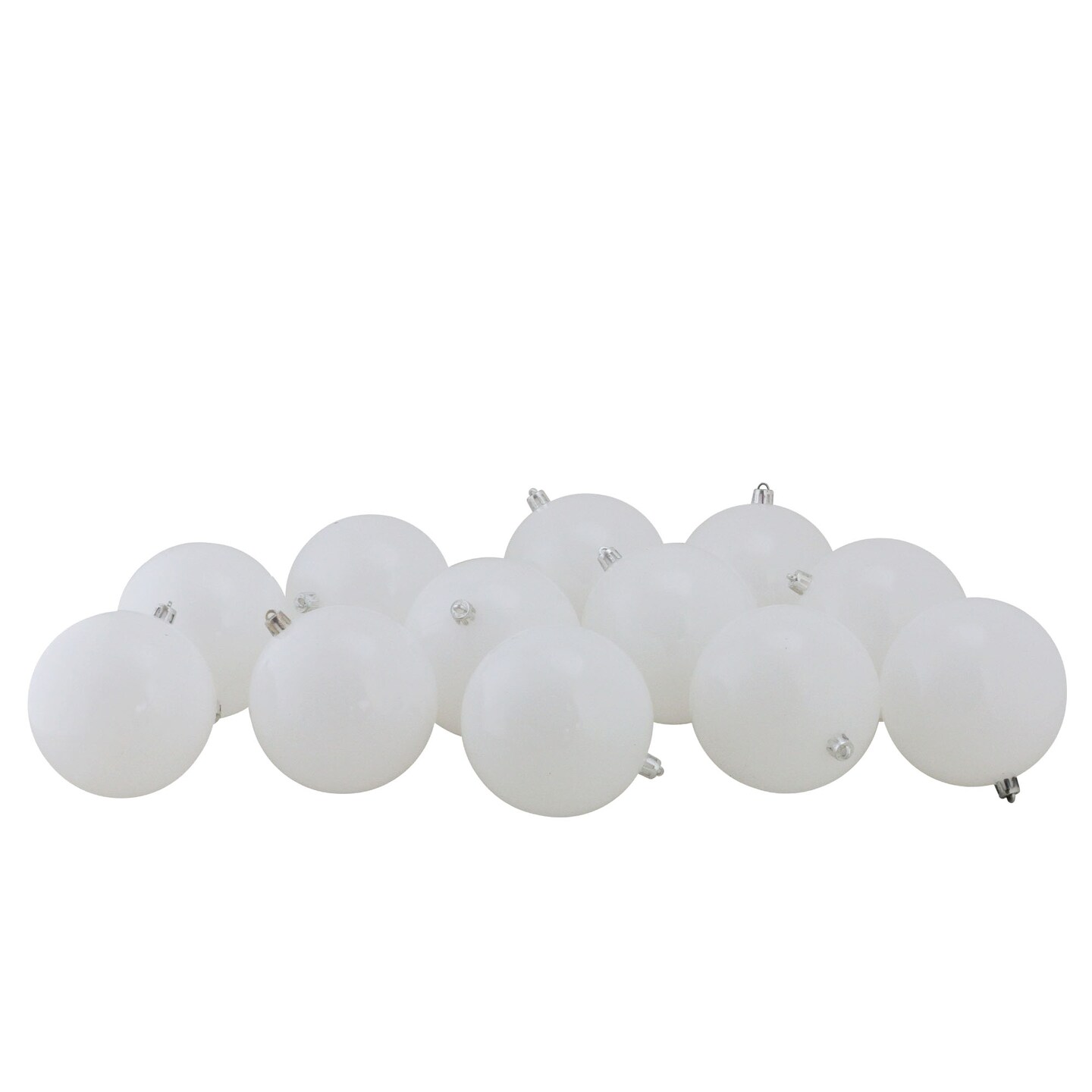 Northlight 12ct Winter White Shatterproof Shiny Christmas Ball Ornaments 4&#x22; (100mm)
