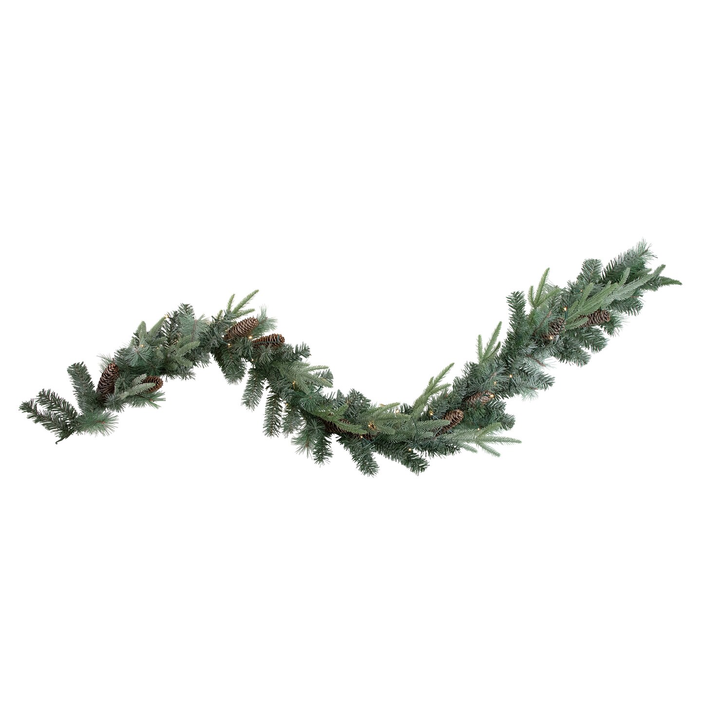 Northlight Pre-Lit Battery Operated Mixed Pine Christmas Garland - 6' x 9" - LED Cool White Lights