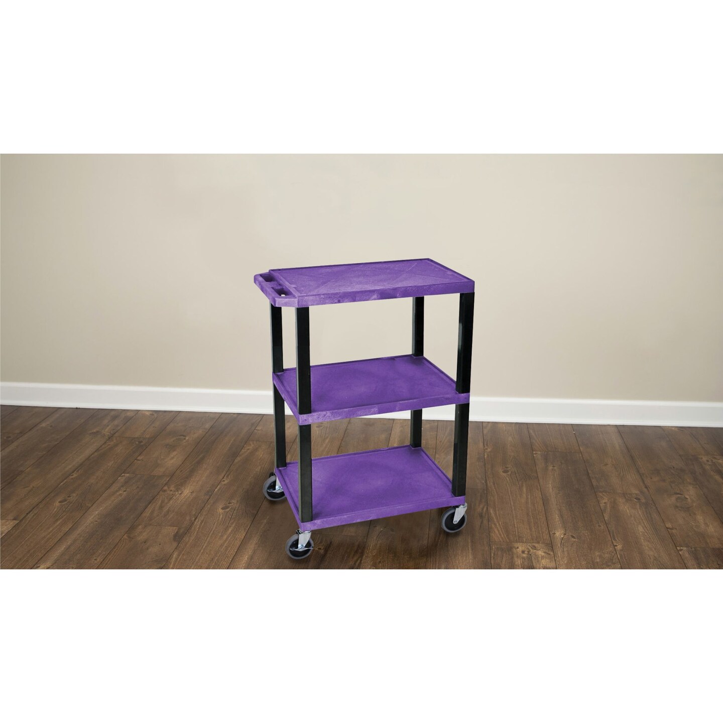 Luxor Office Multipurpose Tuffy Utility Cart with Three Shelves, Purple