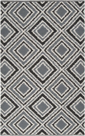 Tiwari Home 3.25' x 5.25' Gray and Black Diamond Pattern Reversible Area Throw Rug