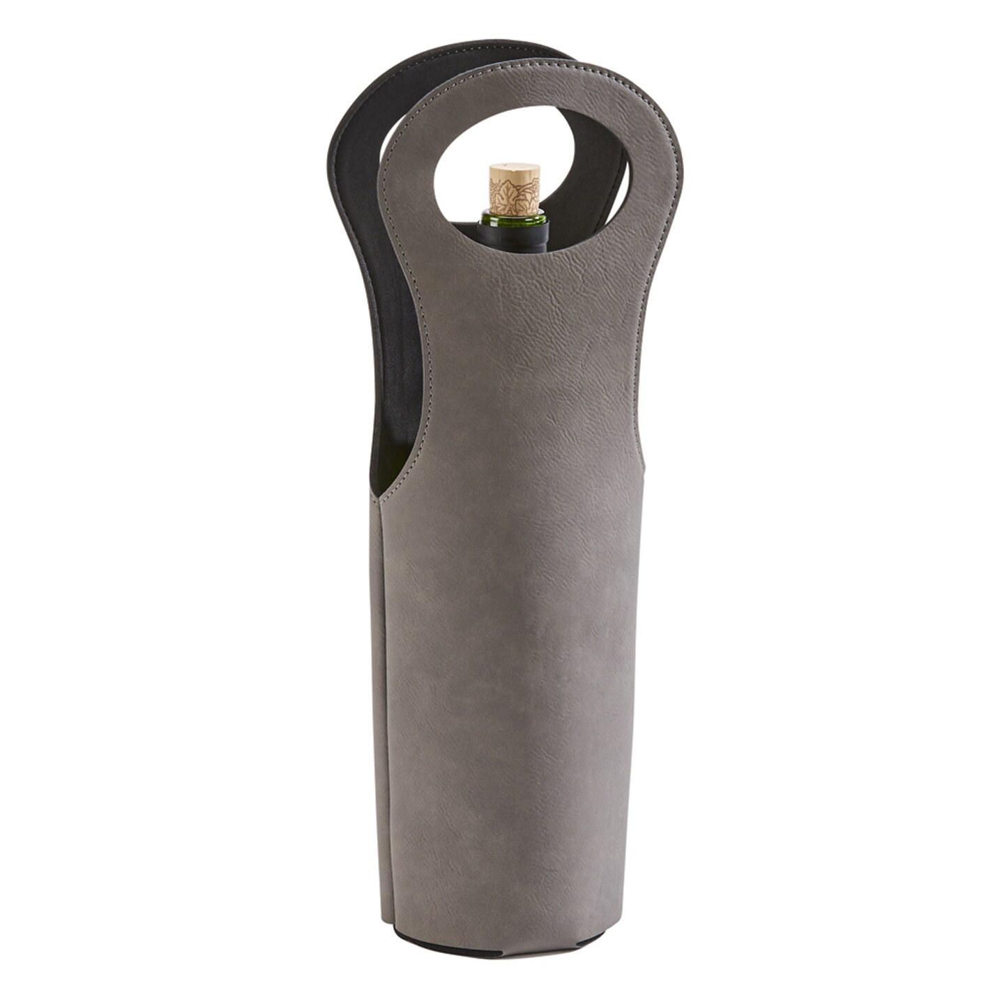 Contemporary Home Living 14.5&#x22; Gray Leatherette Wine Holder