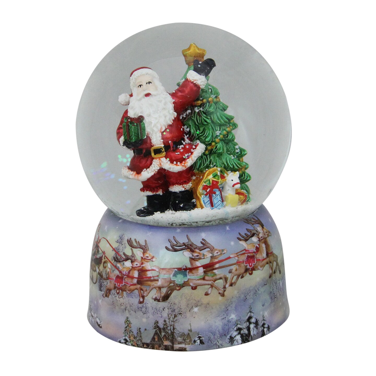 Northlight 6&#x22; Waving Santa Claus with Christmas Tree Musical Snow Globe