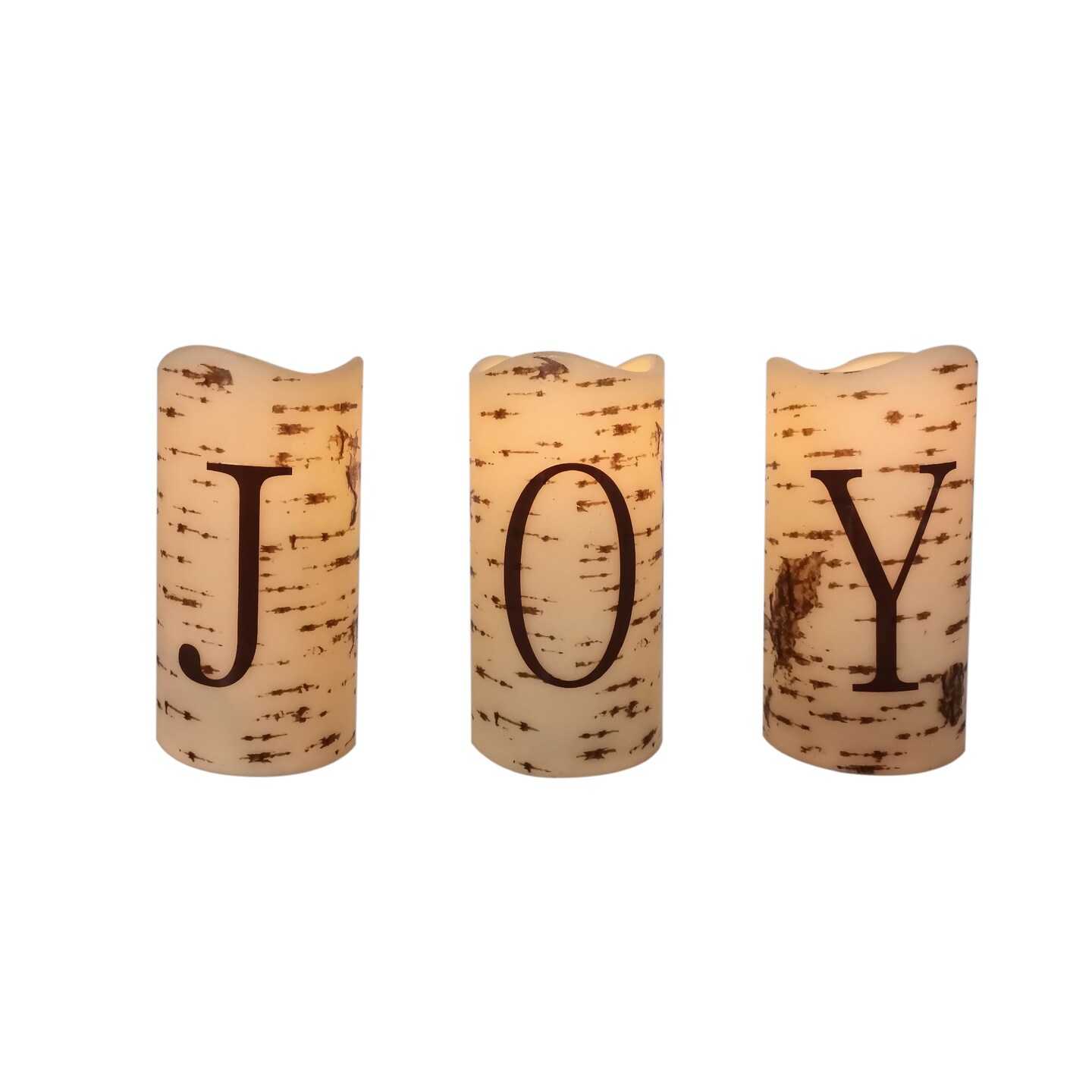 Northlight Set of 3 Battery Operated JOY Christmas LED Flame-Less Candles 6&#x22;