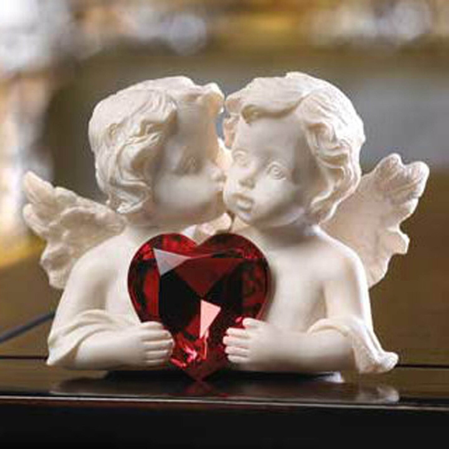 Accent Plus Home Decorative Cherubs Figurine with Heart Gem