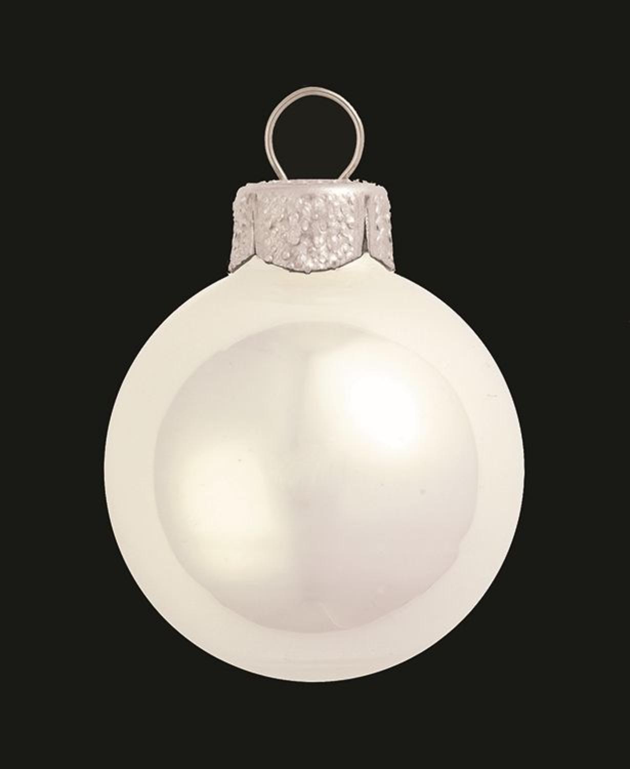 Whitehurst Large Pearl Finish Glass Christmas Ball Ornaments - 6" (150mm) - Polar White -2ct