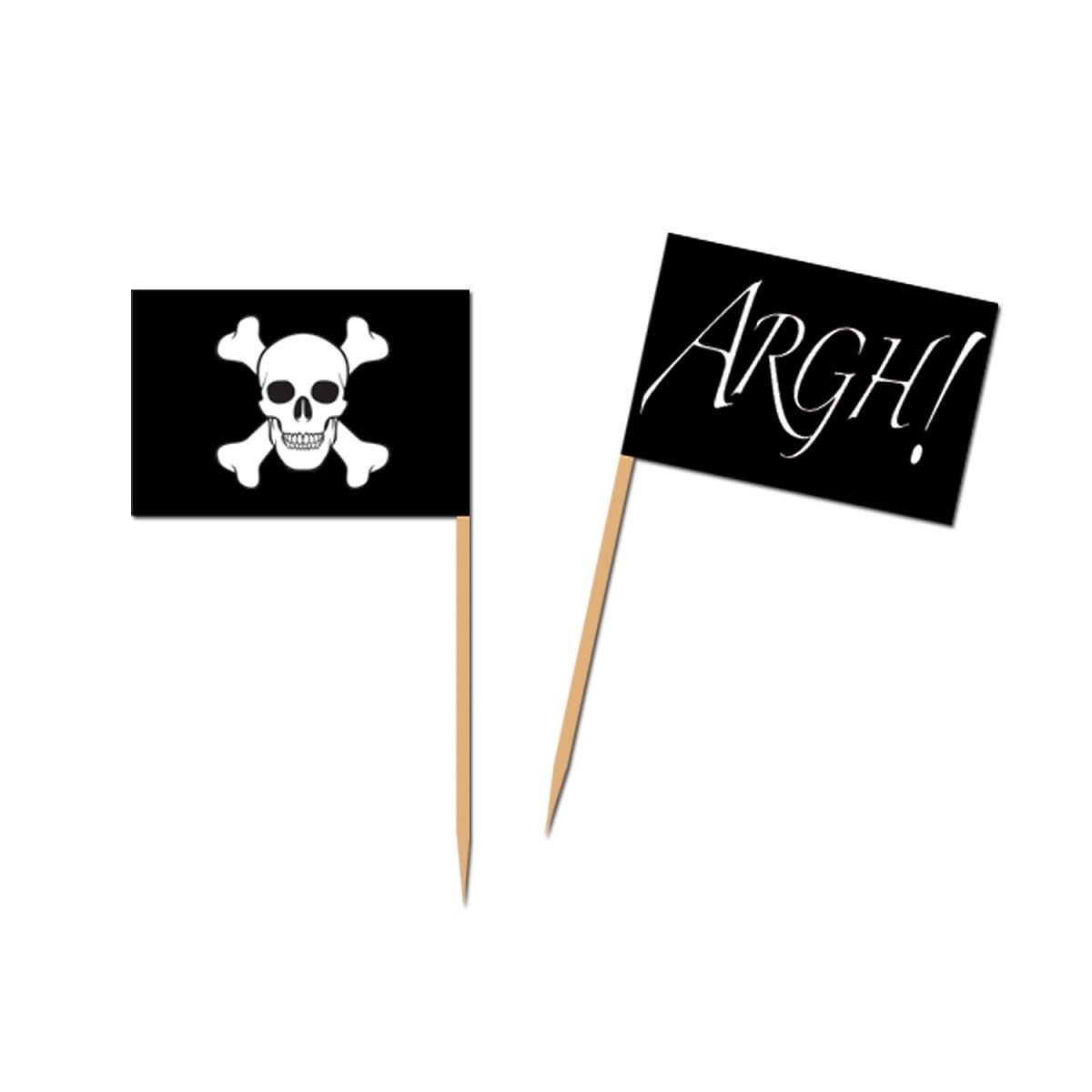 Party Central Club Pack of 12 Black and White Pirate Flag Food or Drink Decoration Party Picks 2.5&#x22;