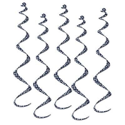 Party Central Club Pack of 30 Black Skull and Crossbones Pirate Spiral Streamers 24&#x22;