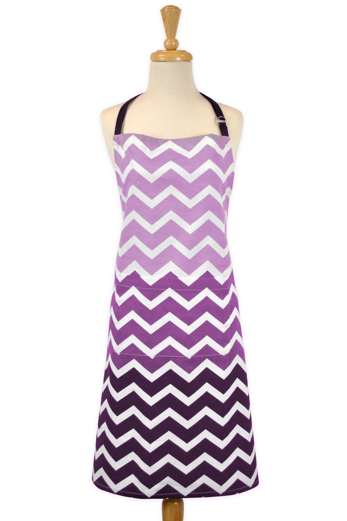 CC Home Furnishings Chevron Ombre Cotton Kitchen Chef Apron - 33&#x22; - Purple and White