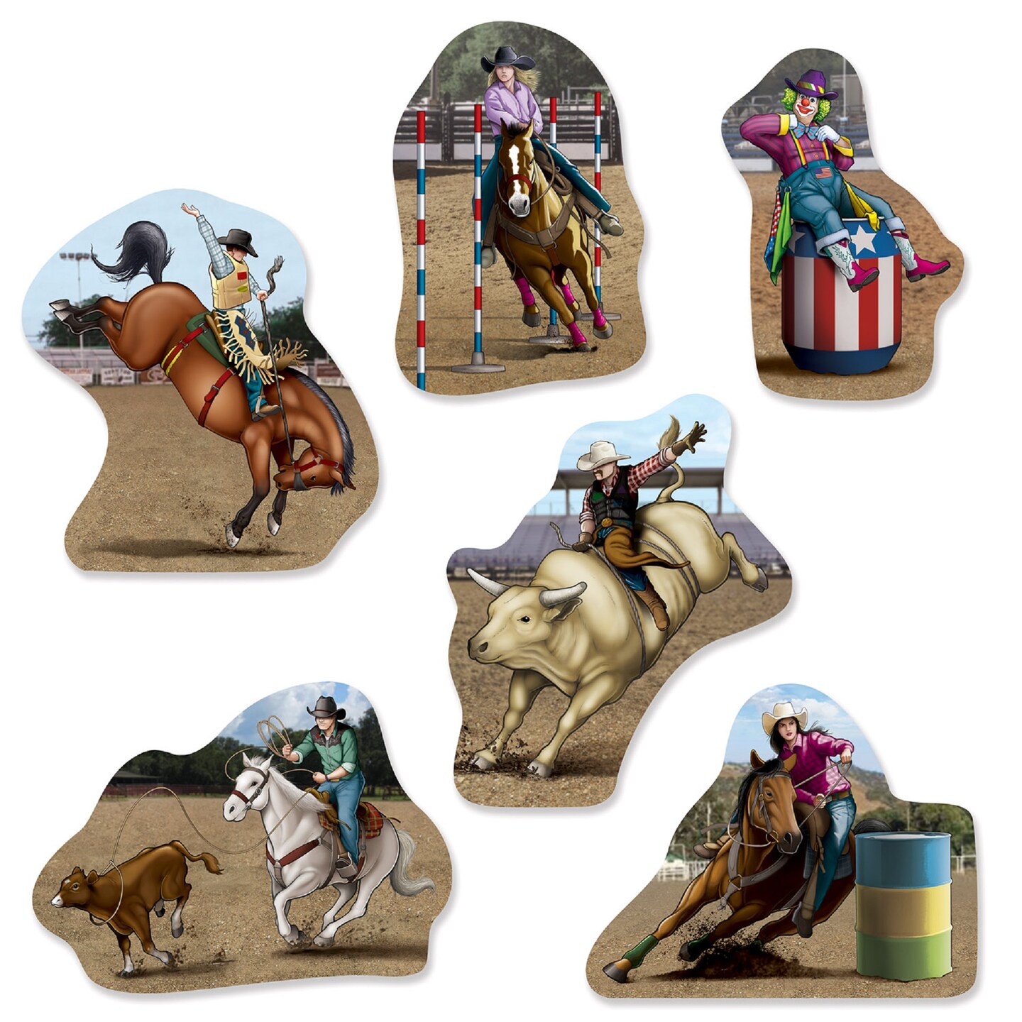 Beistle 72- Pieces Brown Western Show Animated Rodeo Party Cutouts 13.5&#x201D;
