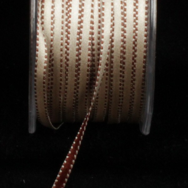 The Ribbon People Ivory and Brown Double Sided Satin Edge Craft Ribbon ...