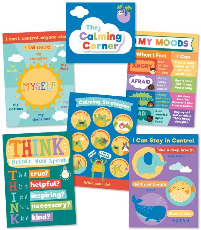 Carson Dellosa Pack of 9 Calm Down Corner Posters for Classroom, Bulletin  Board Sets, Kids Set, Calm Down Corner Supplies, Colorful and Engaging  Elementary SEL Classroom Décor