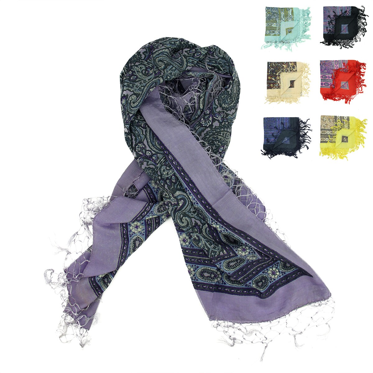 Christmas Central Exclusive Club Pack of 12 Women's Contemporary Colorful Stylish Large Fashion Scarf Shawls with Fringe 41" x 41"