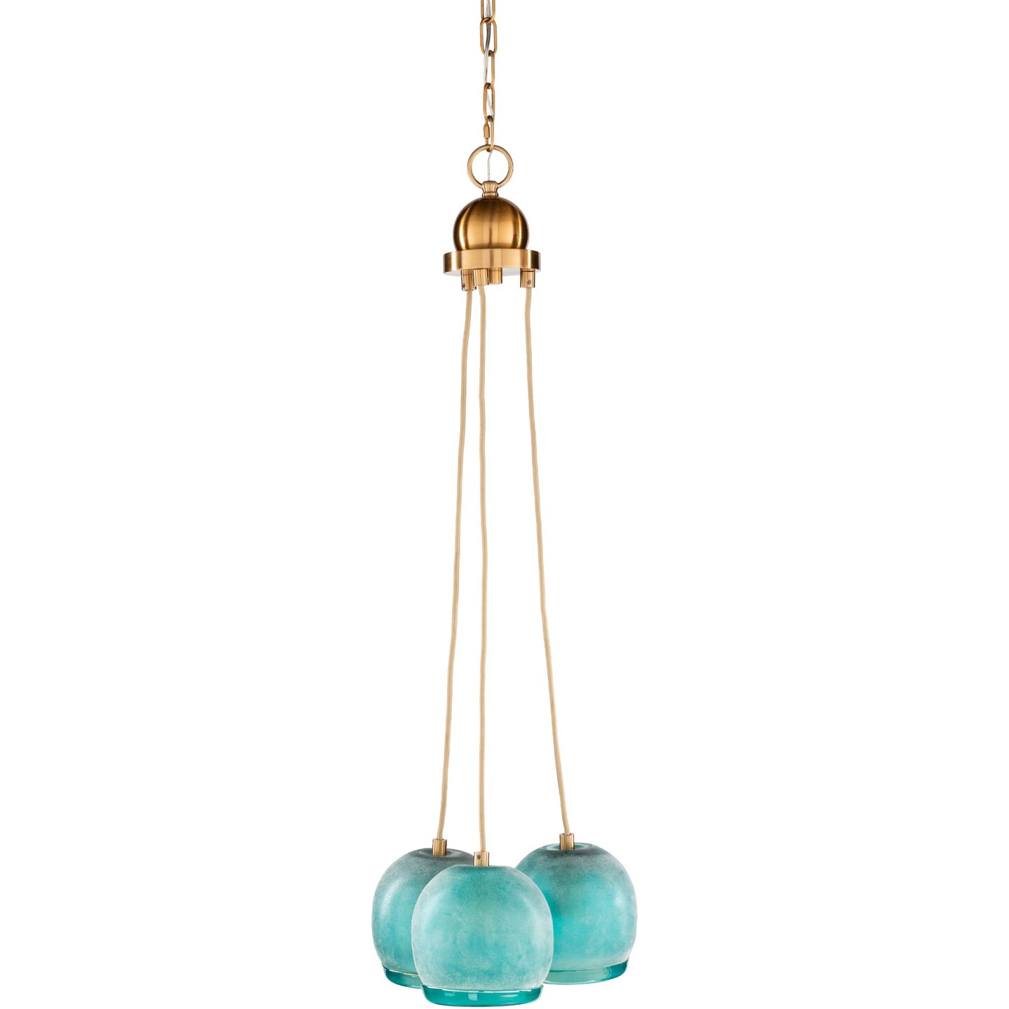 Tiwari Home 38&#x22; Aqua Blue 3-Light Glass Pendant Ceiling Light Fixture