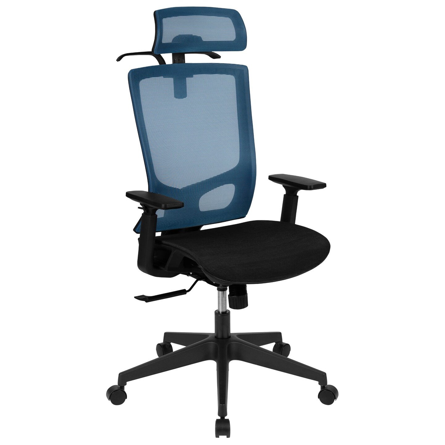 Flash Furniture 52.75&#x22; Blue and Black Contemporary Ergonomic Mesh Office Chair with Synchro-Tilt