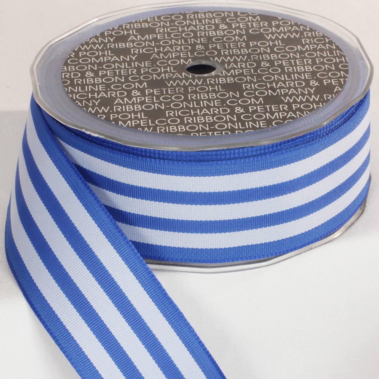 The Ribbon People White and Blue Striped Wired Craft Ribbon 1.5&#x22; x 27 Yards